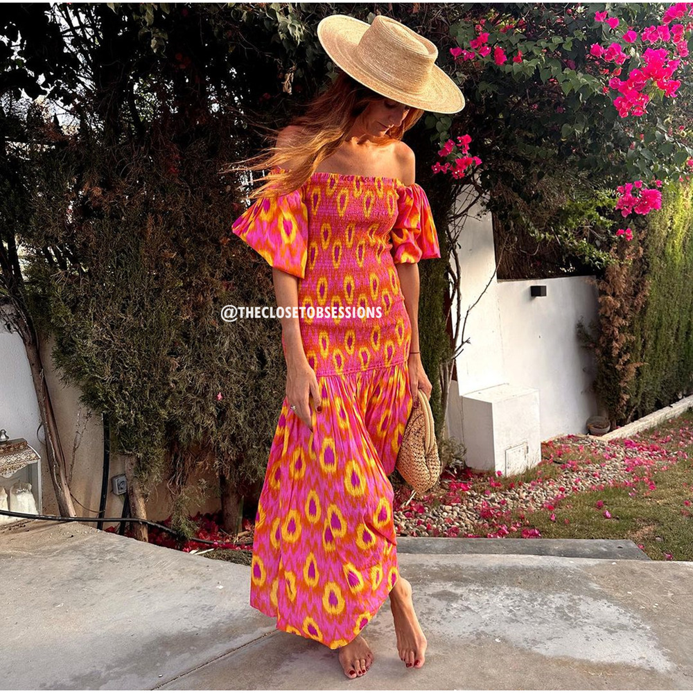 ZARA Blogger Fave Smocked Off-Shoulder Maxi Dress NWT - Picture 10 of 16